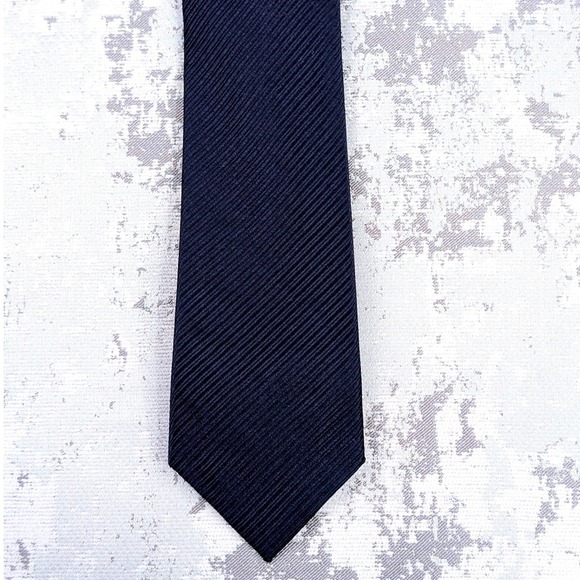 Scotty Z Palm Beach Mens Navy Blue Silk Hand Made Striped Necktie - Picture 4 of 7